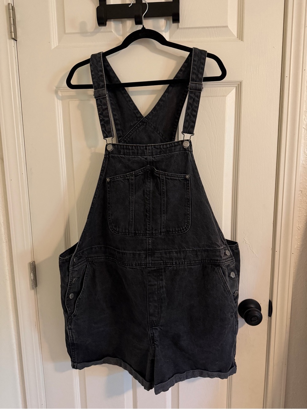 Old Navy Black Denim Short Overalls - Relaxed Fit